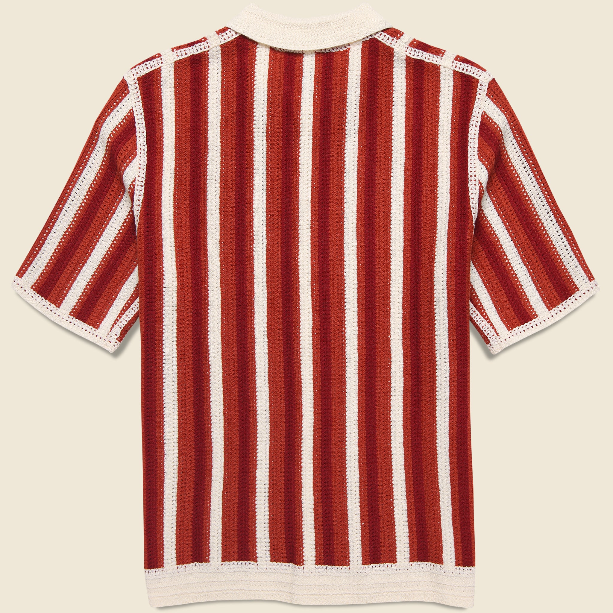 
                          Porto Crochet Stripe Shirt - Ecru/Orange
                        