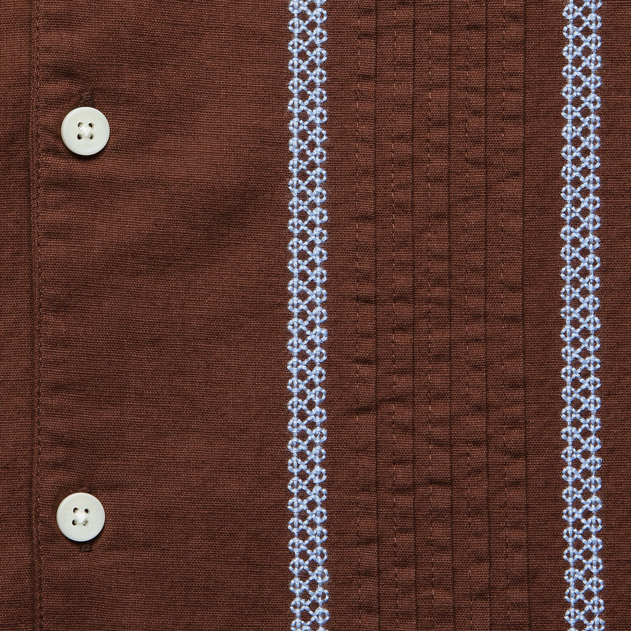Didcot Pintuck Shirt - Brown/Blue - Wax London - STAG Provisions - Tops - S/S Woven - Stripe