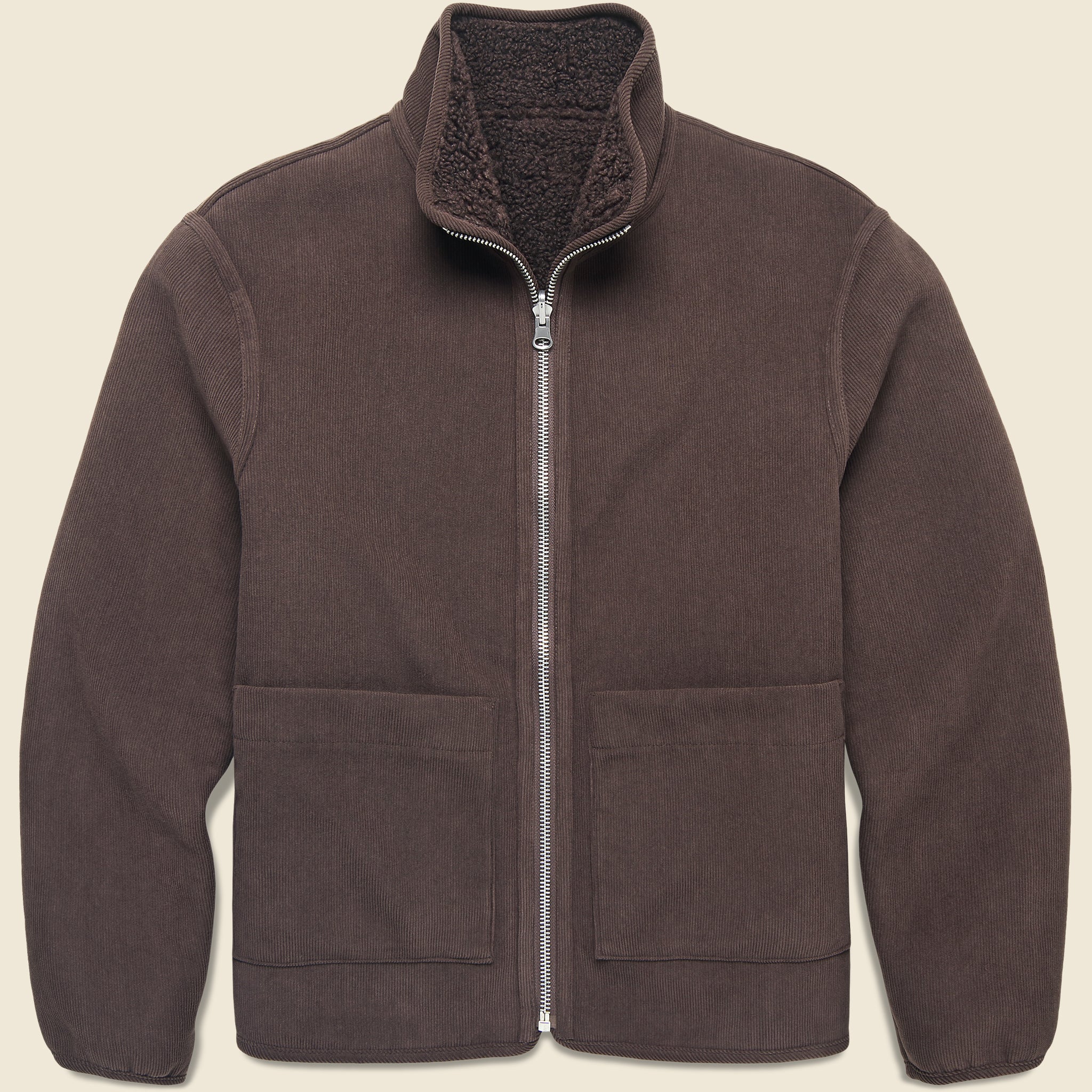 
                          Killick Reversible Jacket - Borg Cord Chocolate Brown - Wax London - STAG Provisions - Outerwear - Coat / Jacket
                        