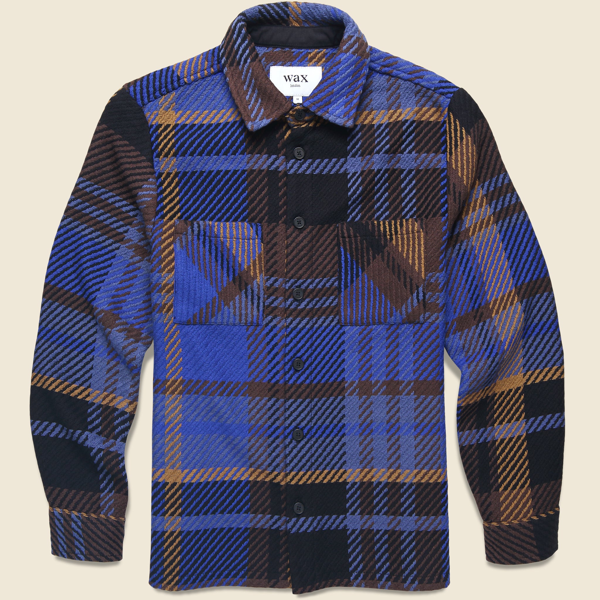 Whiting Overshirt - Bold Check Blue/Brown - Wax London - STAG Provisions - Tops - L/S Woven - Plaid