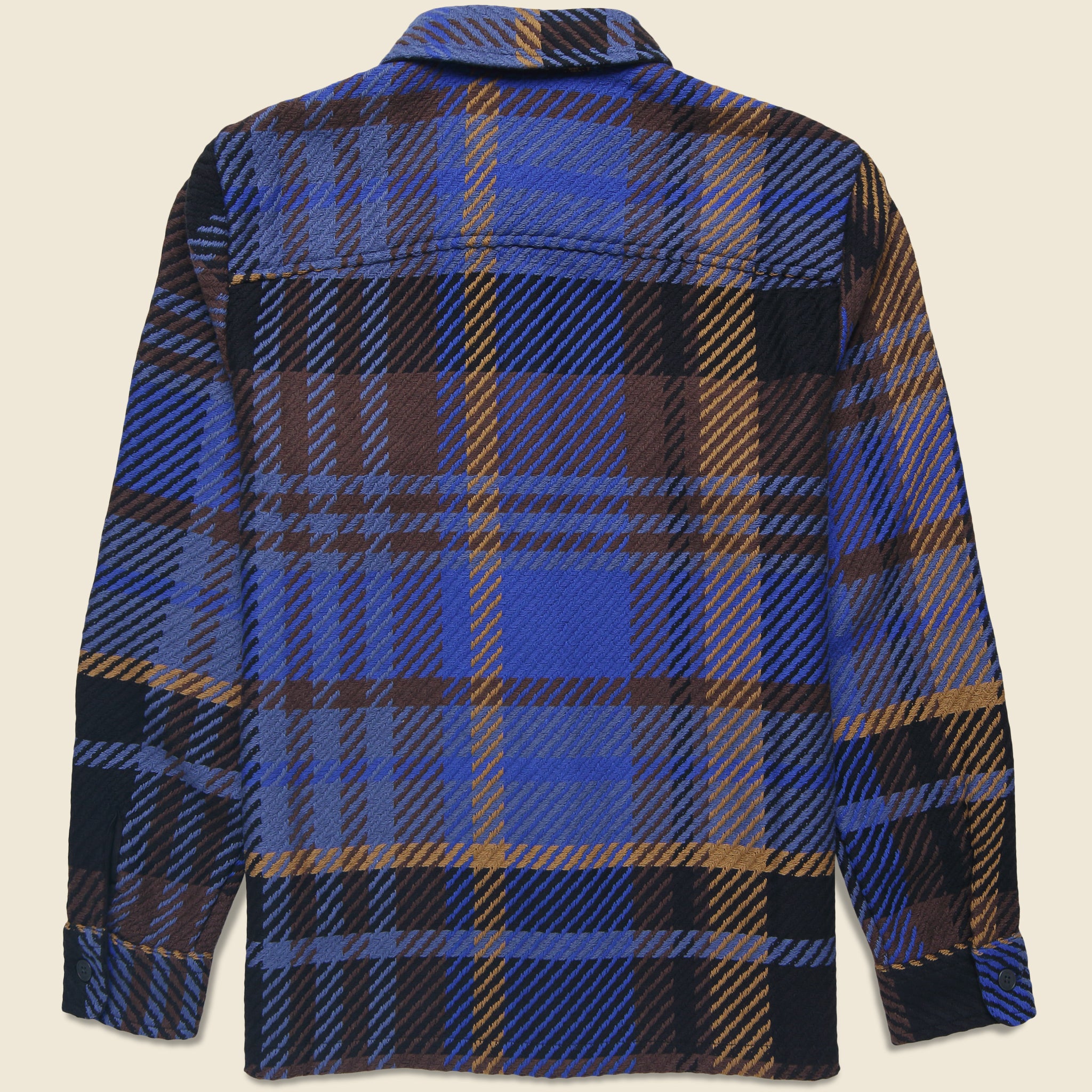 Whiting Overshirt - Bold Check Blue/Brown - Wax London - STAG Provisions - Tops - L/S Woven - Plaid