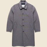Stan Coat - Double Face Check Navy/Brown - Wax London - STAG Provisions - Outerwear - Coat / Jacket