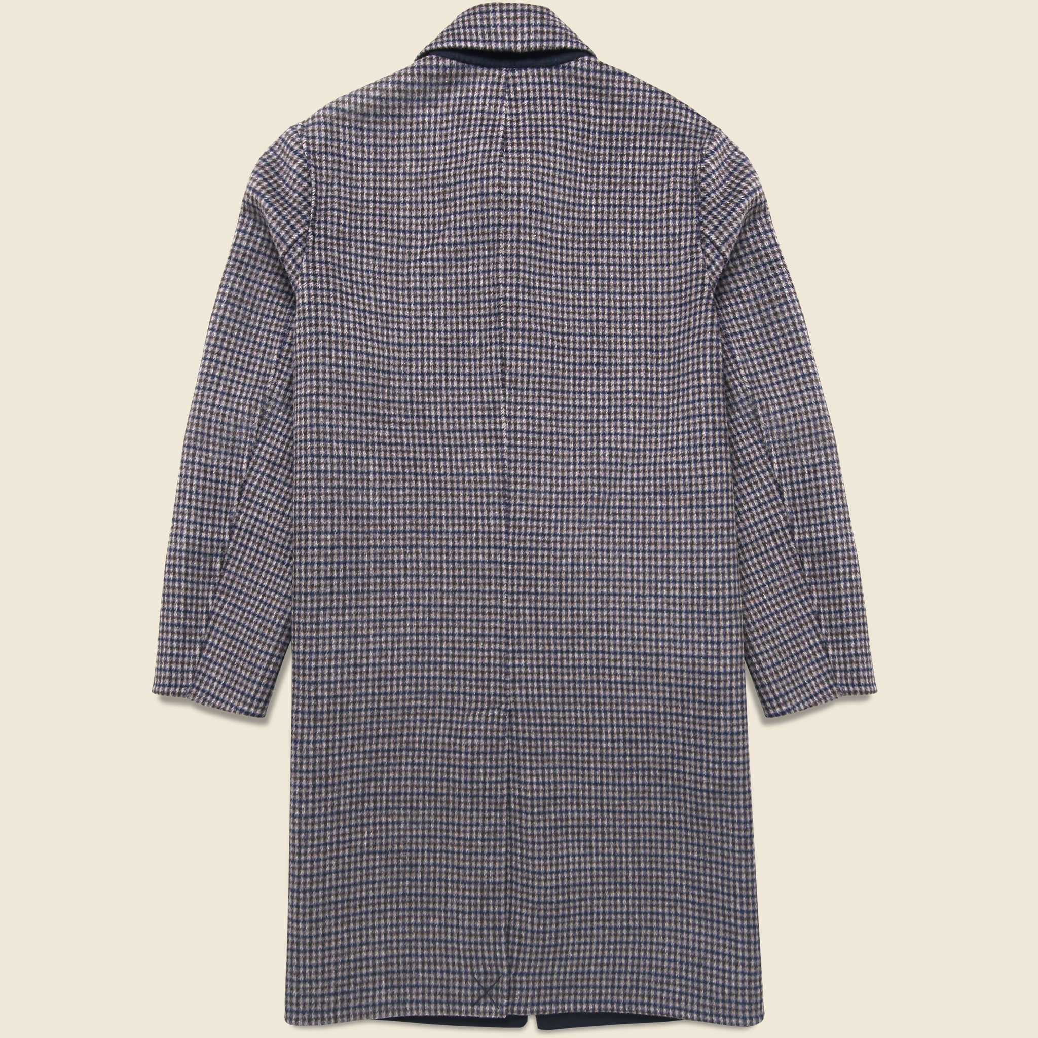 Stan Coat - Double Face Check Navy/Brown - Wax London - STAG Provisions - Outerwear - Coat / Jacket