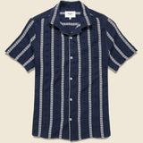 Leno Shirt - Navy - Wax London - STAG Provisions - Tops - S/S Woven - Other Pattern