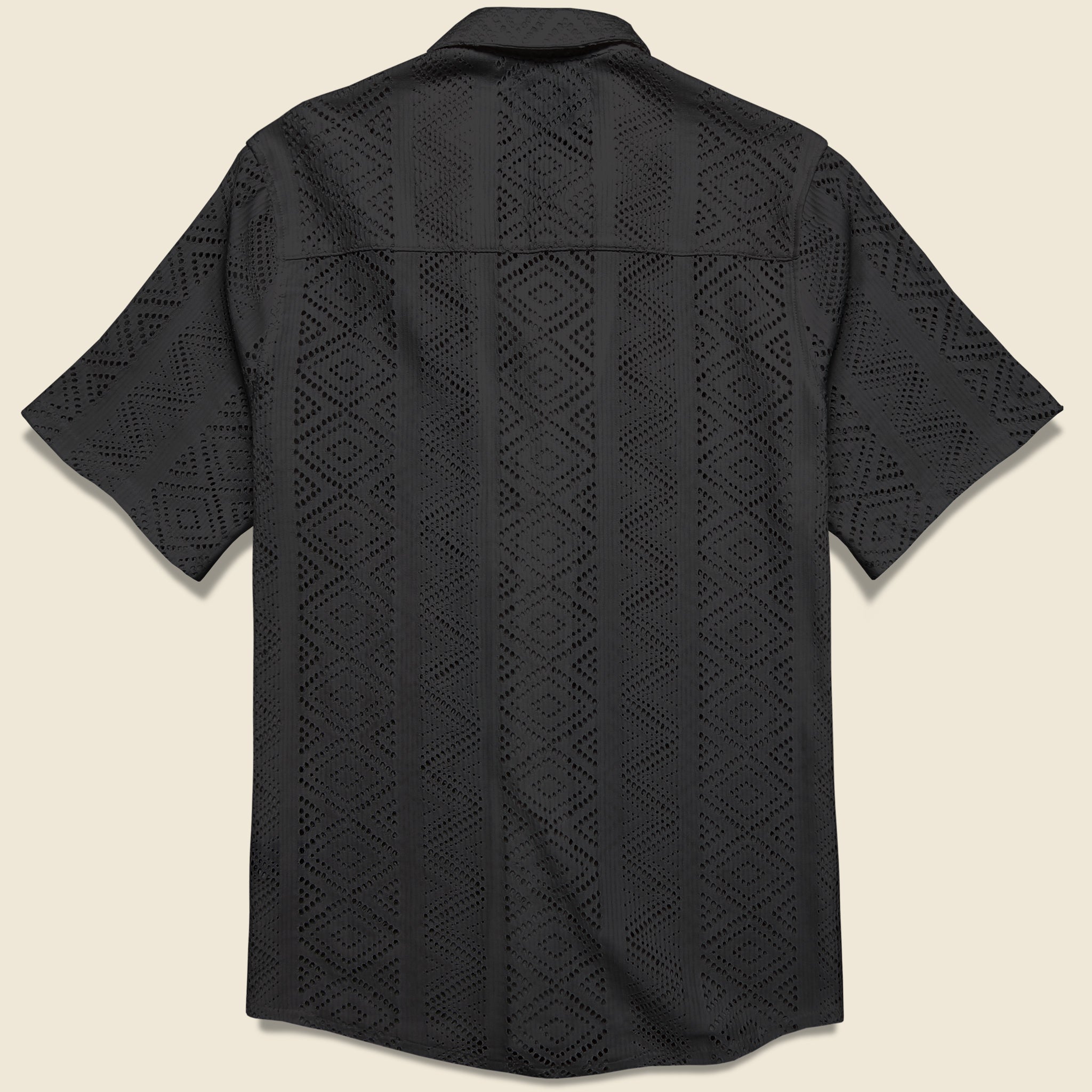 
                          Didcot Shirt - Geo Lace Black - Wax London - STAG Provisions - Tops - S/S Woven - Other Pattern
                        