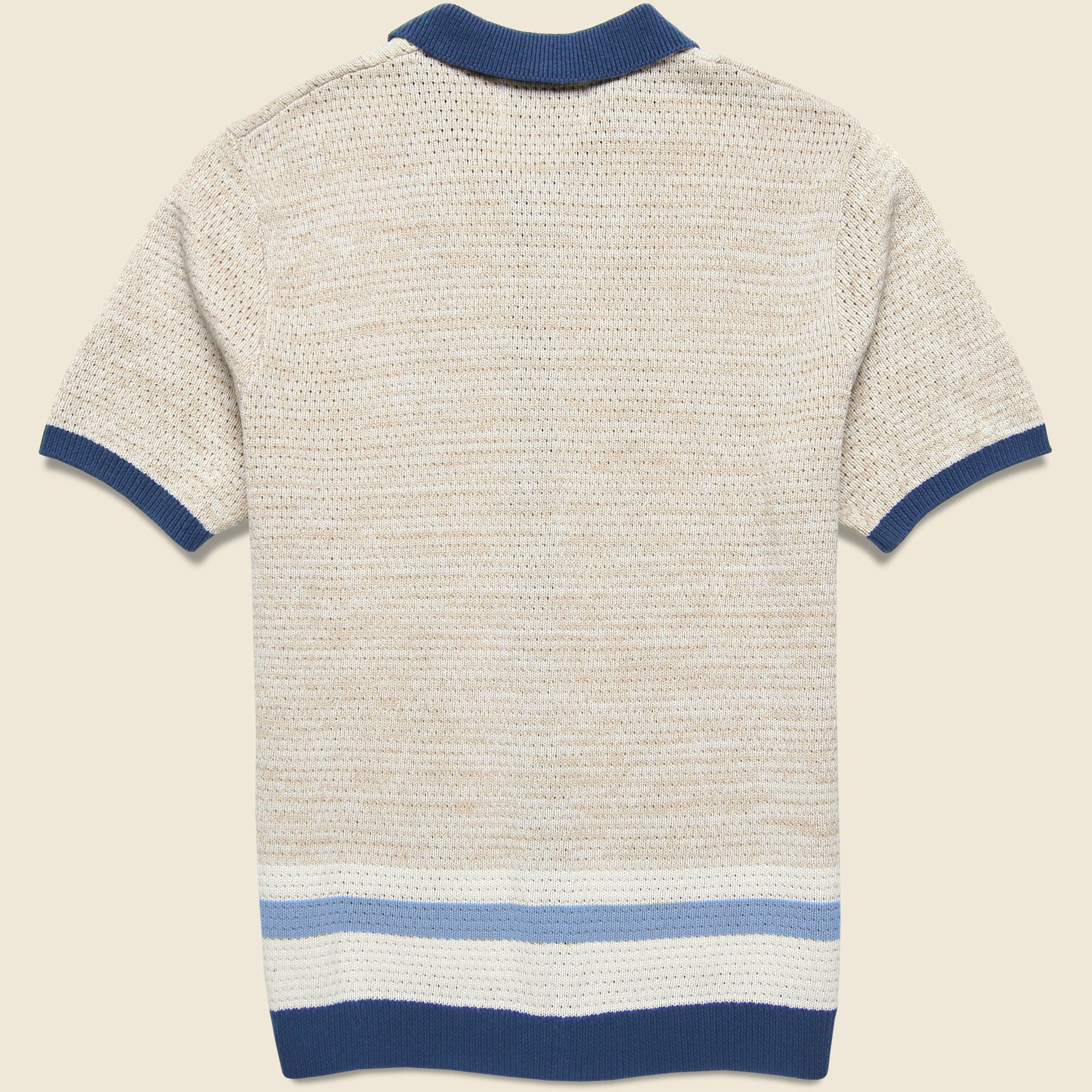 
                          Tellaro Open Knit Shirt - Blue/Ecru - Wax London - STAG Provisions - Tops - S/S Knit
                        