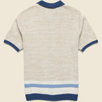 Tellaro Open Knit Shirt - Blue/Ecru - Wax London - STAG Provisions - Tops - S/S Knit