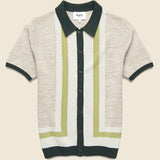 Tellaro Open Knit Shirt - Green/Ecru - Wax London - STAG Provisions - Tops - S/S Knit