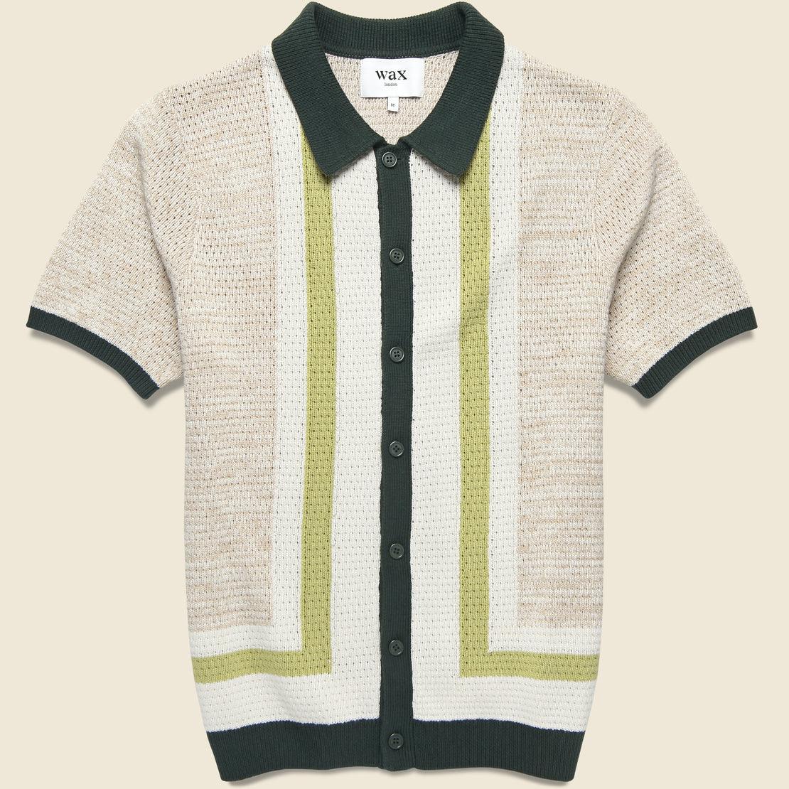 Wax London Tellaro Open Knit Shirt - Green/Ecru