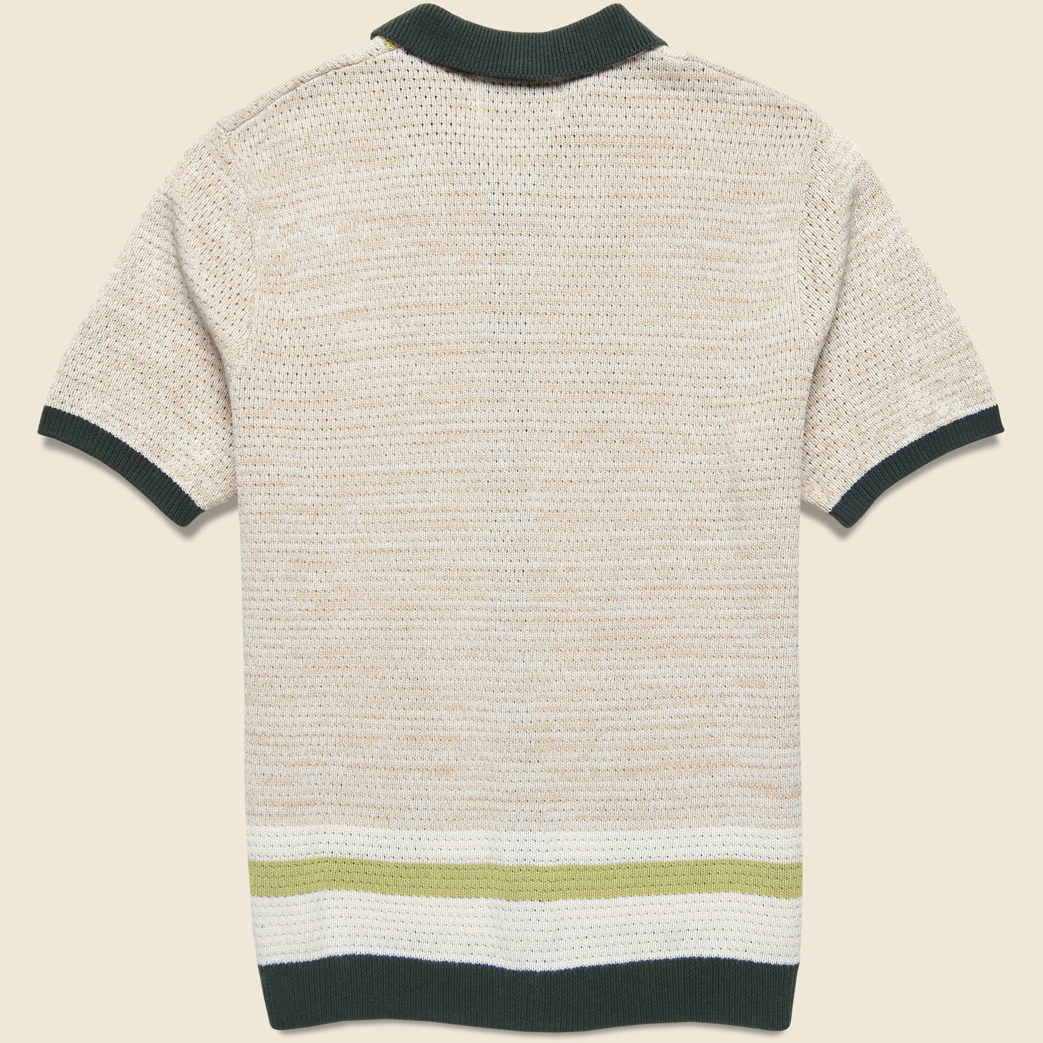 
                          Tellaro Open Knit Shirt - Green/Ecru - Wax London - STAG Provisions - Tops - S/S Knit
                        