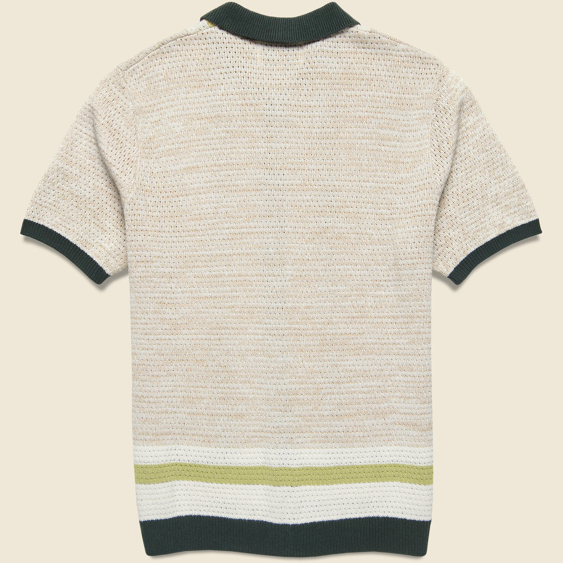 Tellaro Open Knit Shirt - Green/Ecru