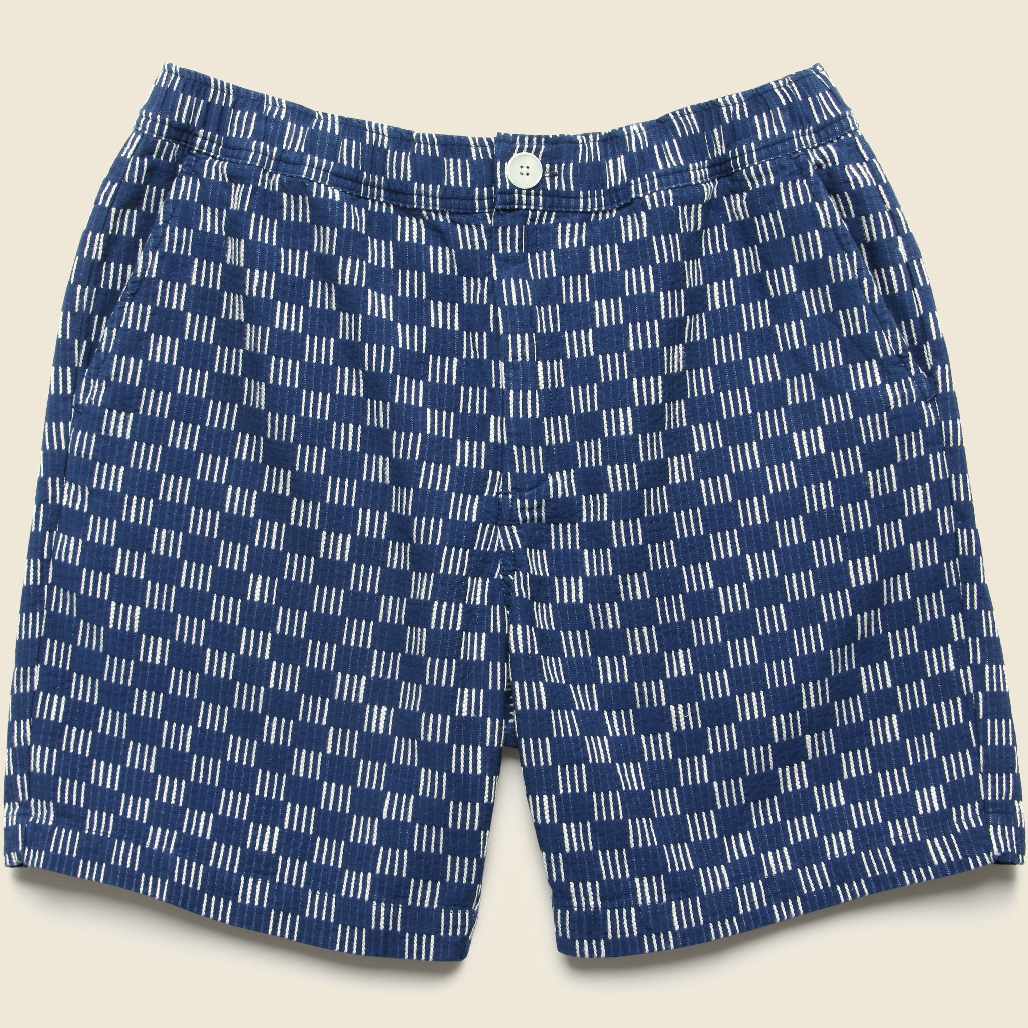 7" Grid Stitch Kurt Shorts - Indigo - Wax London - STAG Provisions - Shorts - Lounge