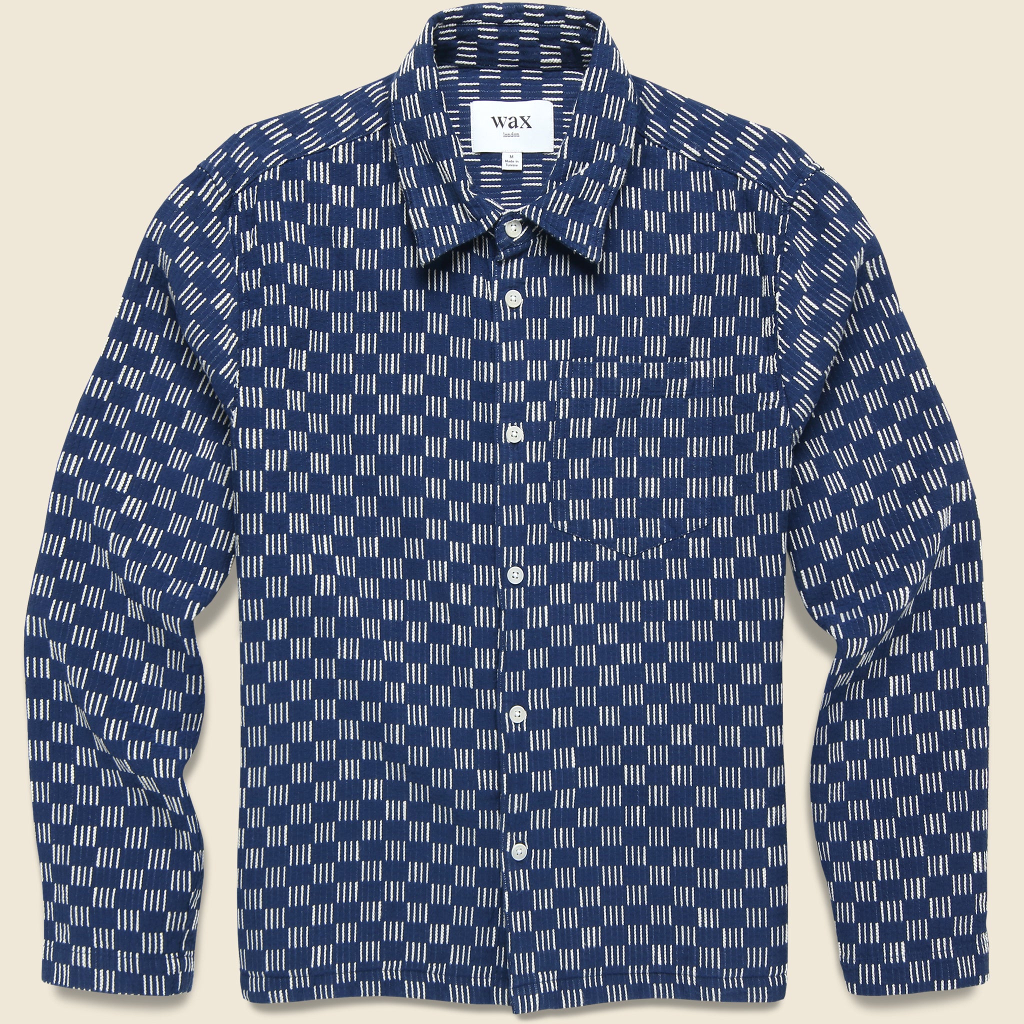 Grid Stitch Breton Overshirt - Indigo