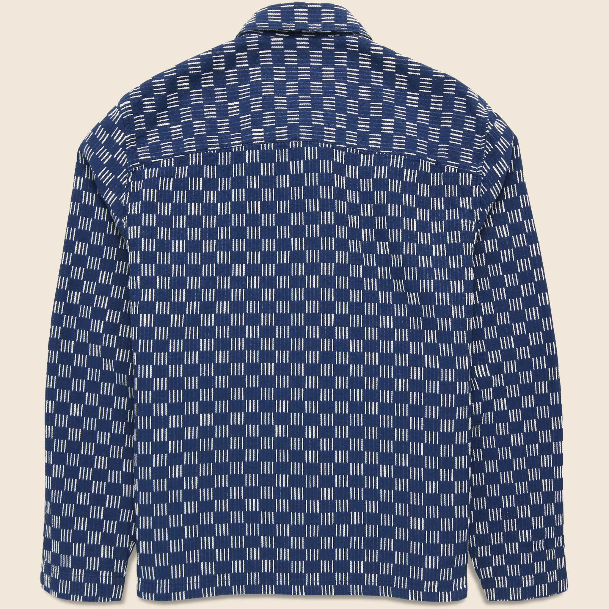 
                          Grid Stitch Breton Overshirt - Indigo - Wax London - STAG Provisions - Tops - L/S Woven - Overshirt
                        