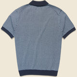 Ladder Stripe Turin Polo - Navy - Wax London - STAG Provisions - Tops - S/S Knit