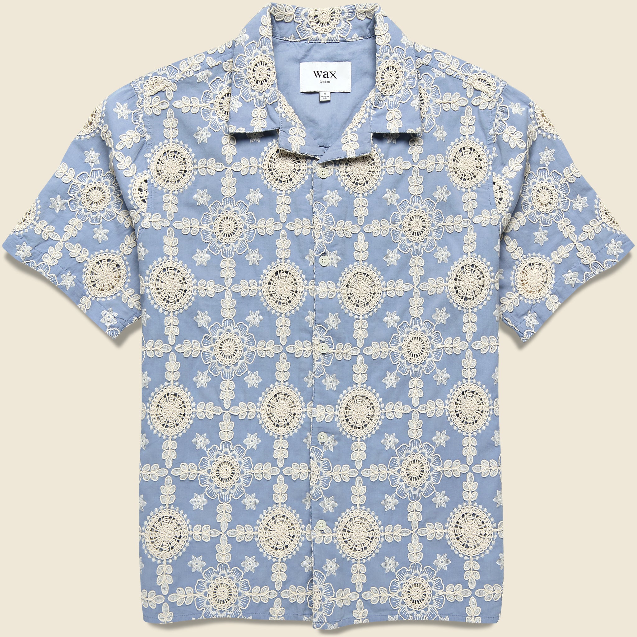 Corded Lace Didcot Shirt - Pale Blue - Wax London - STAG Provisions - Tops - S/S Woven - Other Pattern