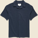 Open Weave Didcot Shirt - Navy - Wax London - STAG Provisions - Tops - S/S Woven - Solid