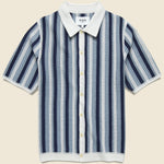 Porto Stripe Crochet Shirt - Blue - Wax London - STAG Provisions - Tops - S/S Knit