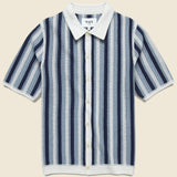 Porto Stripe Crochet Shirt - Blue - Wax London - STAG Provisions - Tops - S/S Knit