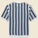 Porto Stripe Crochet Shirt - Blue - Wax London - STAG Provisions - Tops - S/S Knit