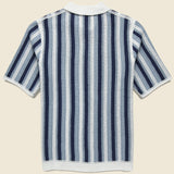Porto Stripe Crochet Shirt - Blue - Wax London - STAG Provisions - Tops - S/S Knit