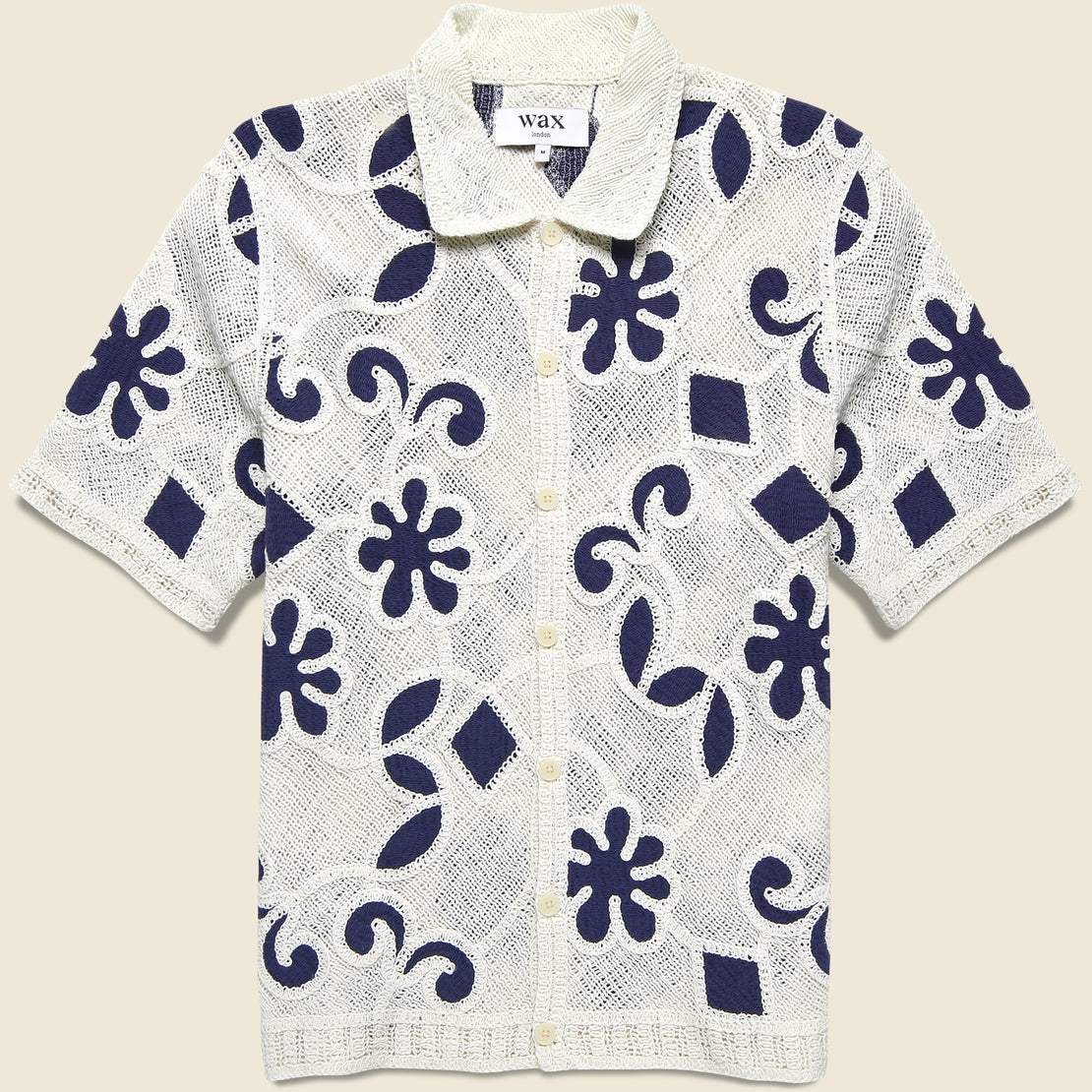 Porto Doodle Crochet Shirt - Ecru/Dark Blue