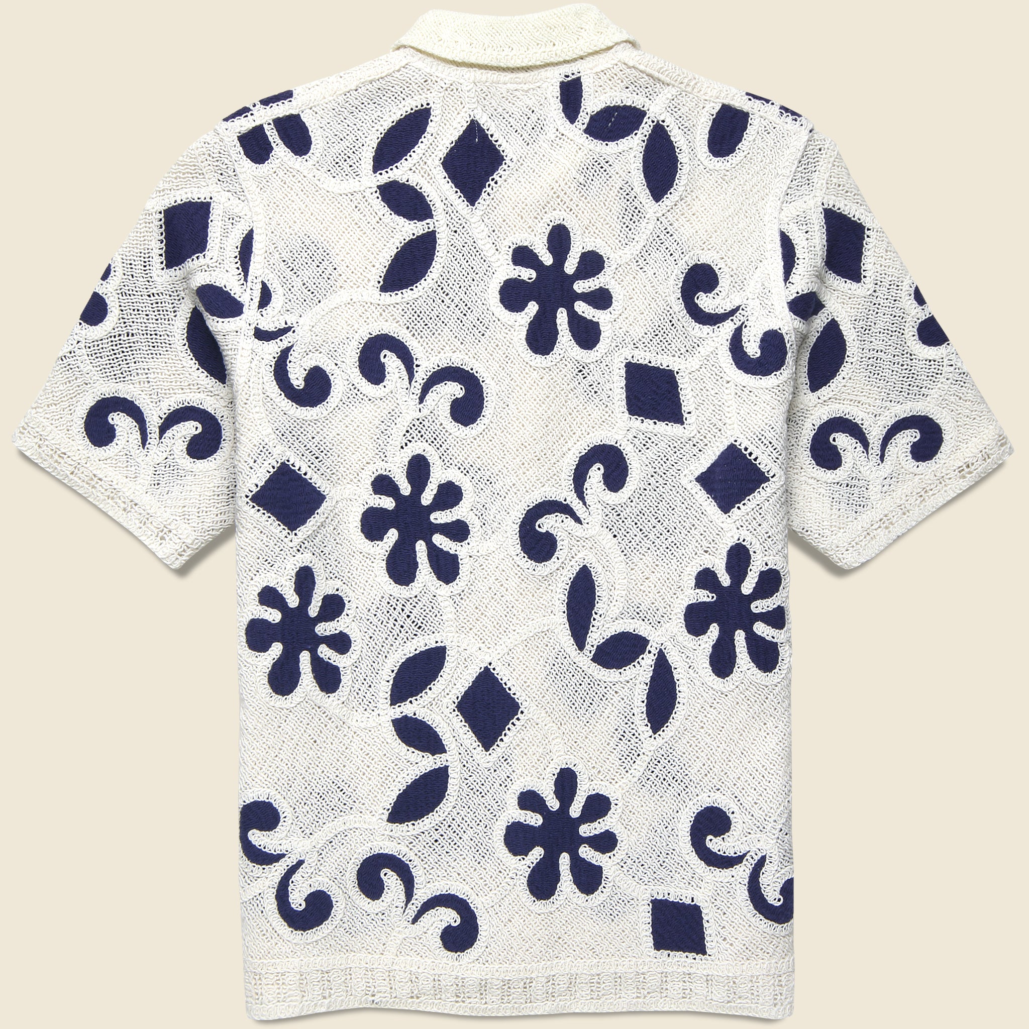 
                          Porto Doodle Crochet Shirt - Ecru/Dark Blue
                        