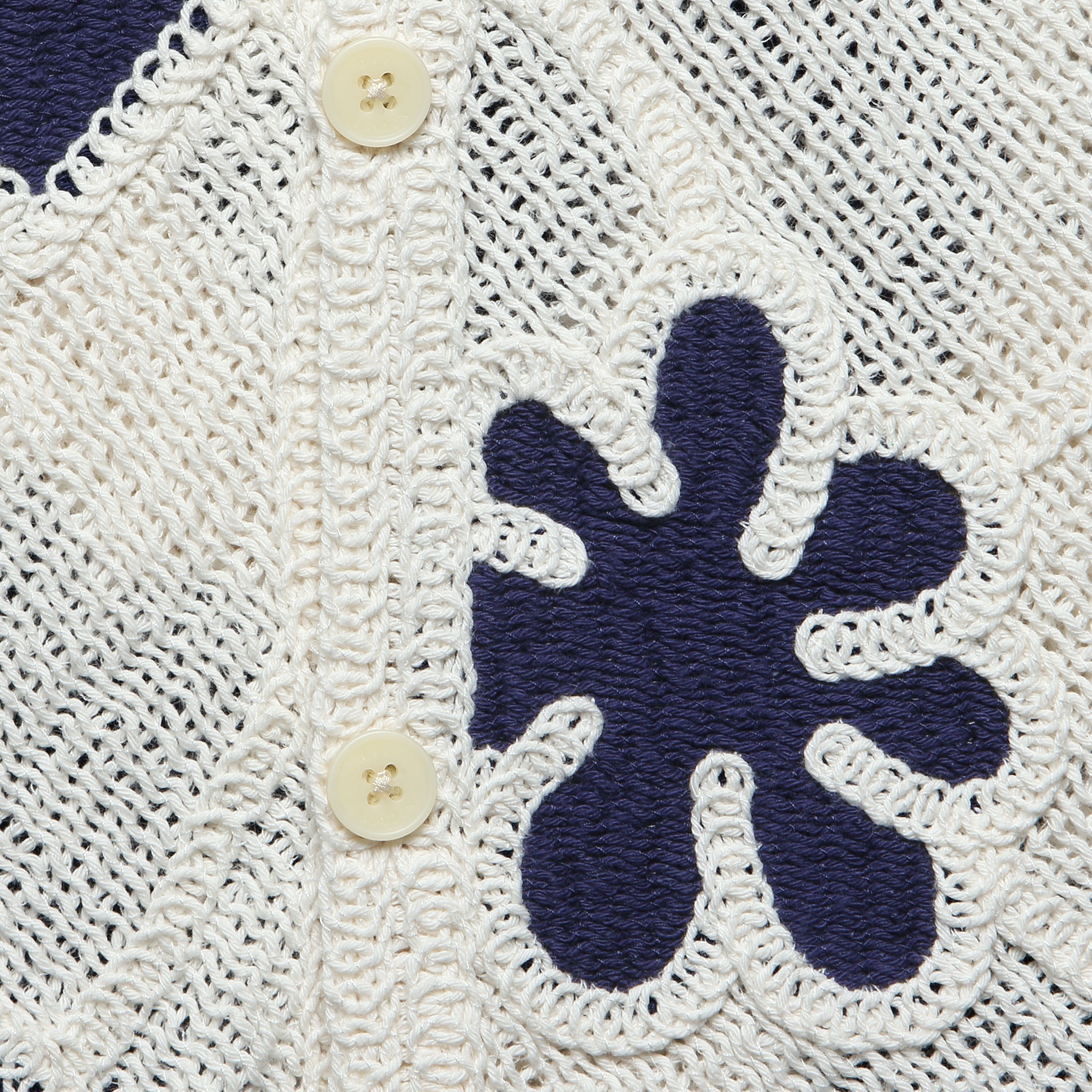 
                          Porto Doodle Crochet Shirt - Ecru/Dark Blue
                        