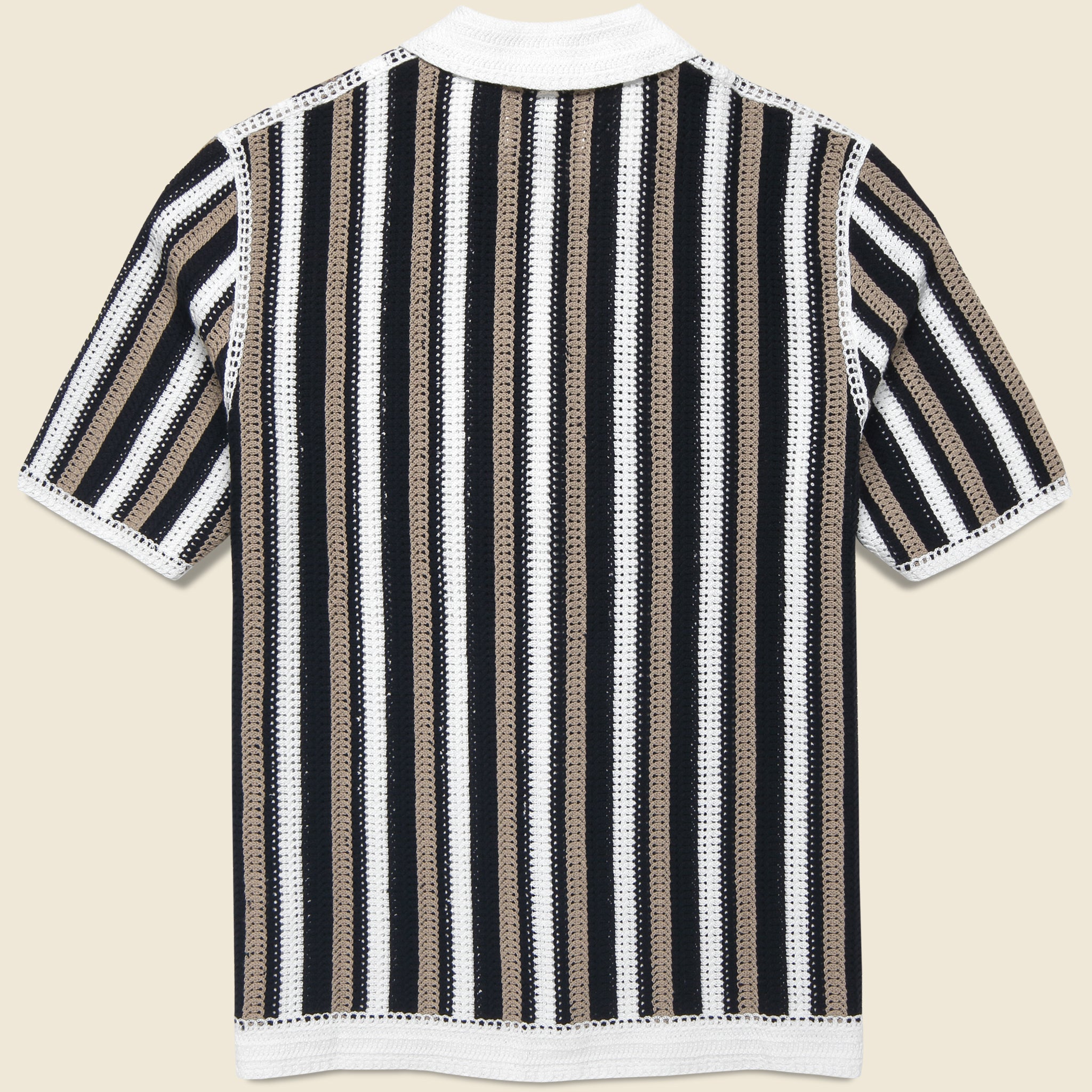 
                          Porto Stripe Crochet Shirt - Ecru/Black
                        