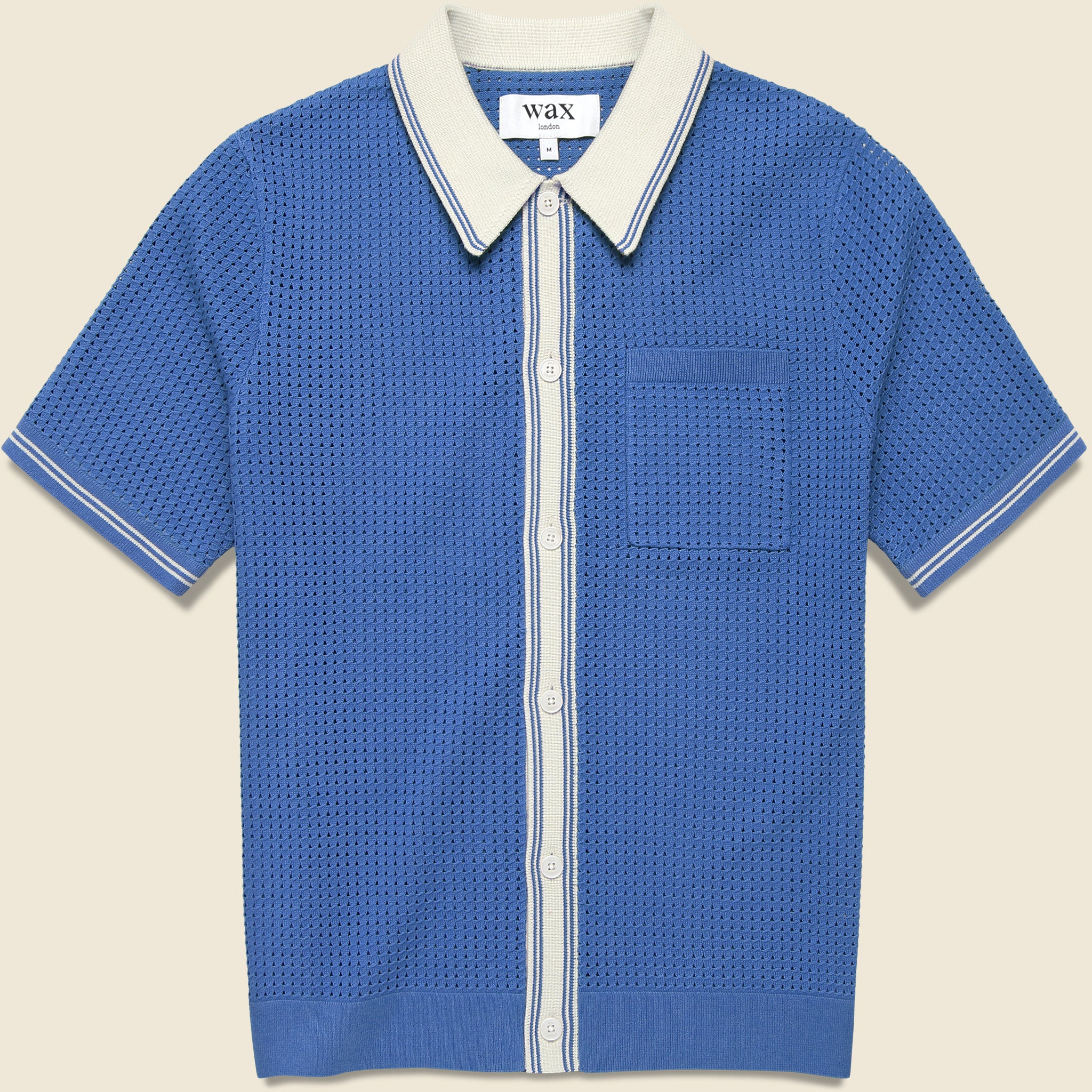 Pointelle Belle Shirt - Blue/Ecru