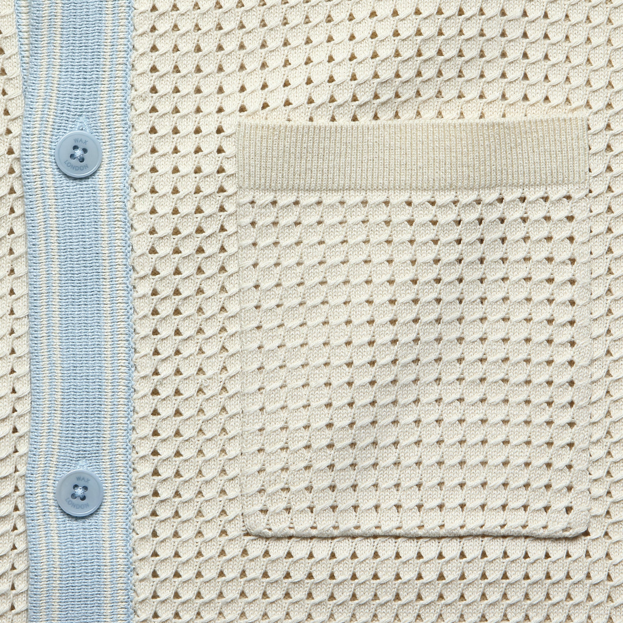 
                          Pointelle Belle Shirt - Ecru/Pale Blue
                        