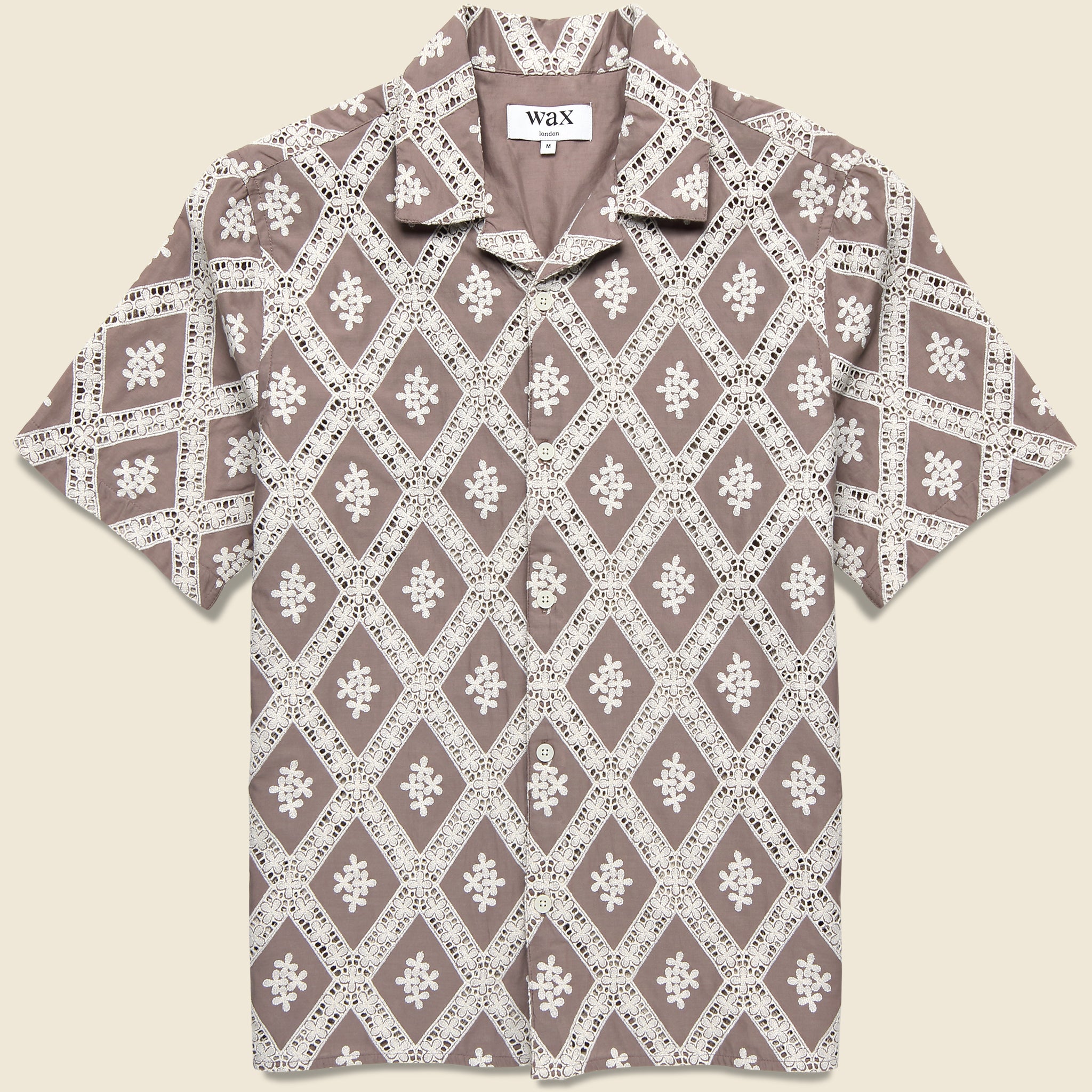 Diamond Lace Didcot Shirt - Taupe/Ecru