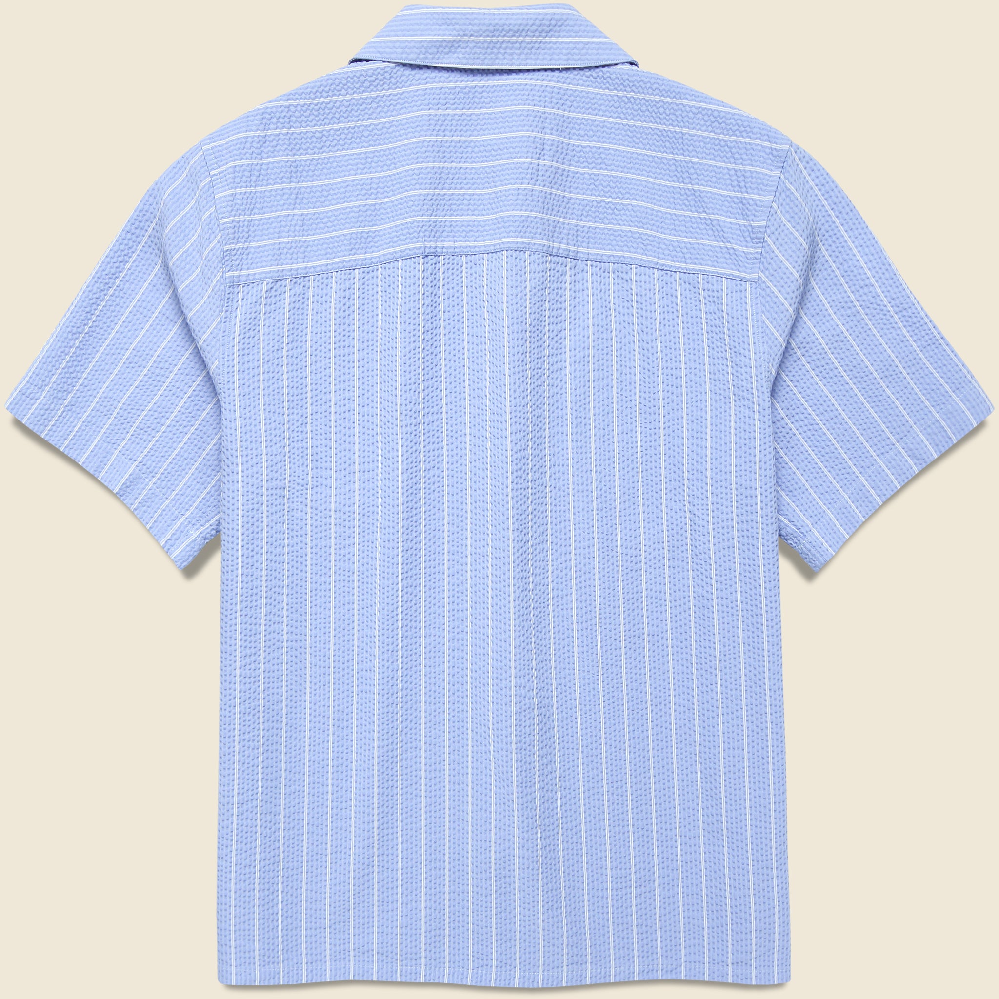 
                          Seersucker Stripe Didcot Shirt - Blue/Ecru
                        