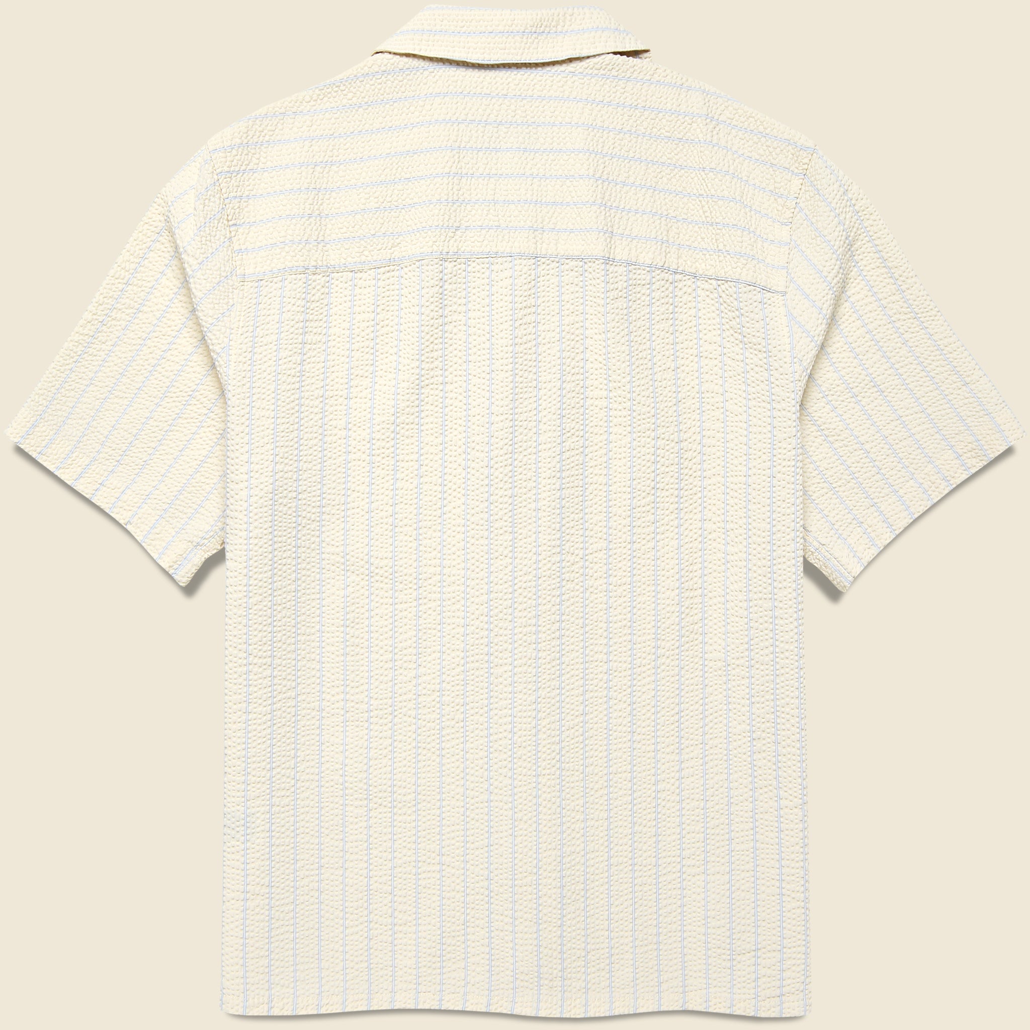 
                          Seersucker Stripe Didcot Shirt - Ecru/Blue
                        