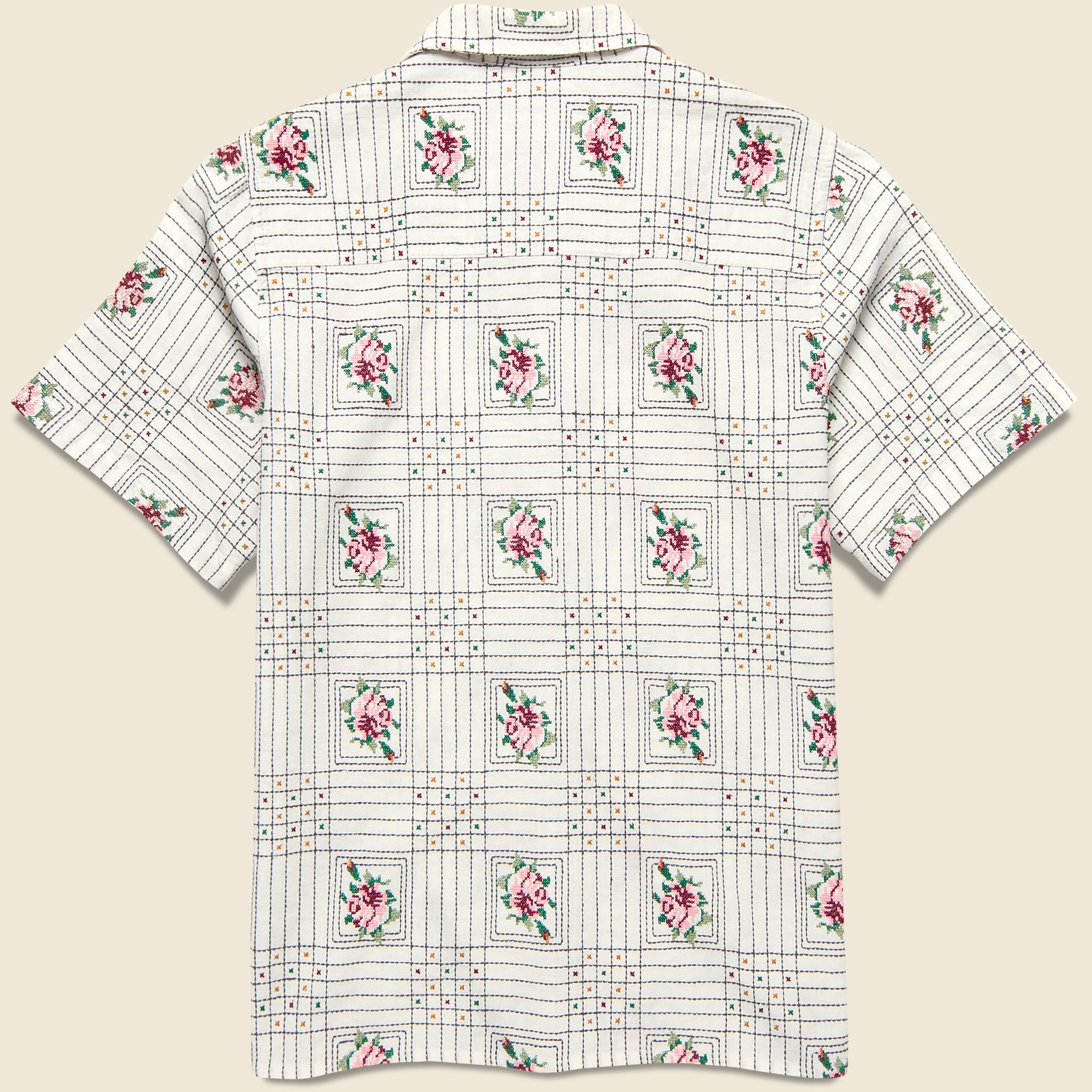 
                          Didcot Tapestry Embroidered Shirt - Ecru - Wax London - STAG Provisions - Tops - S/S Woven - Floral
                        