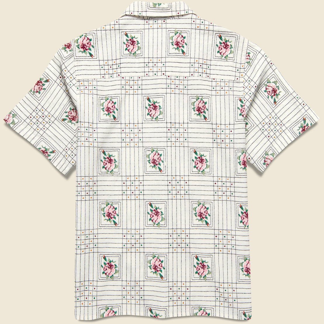 Didcot Tapestry Embroidered Shirt - Ecru - Wax London - STAG Provisions - Tops - S/S Woven - Floral