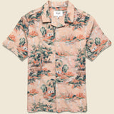 Didcot Scenic Shirt - Pink - Wax London - STAG Provisions - Tops - S/S Woven - Seersucker