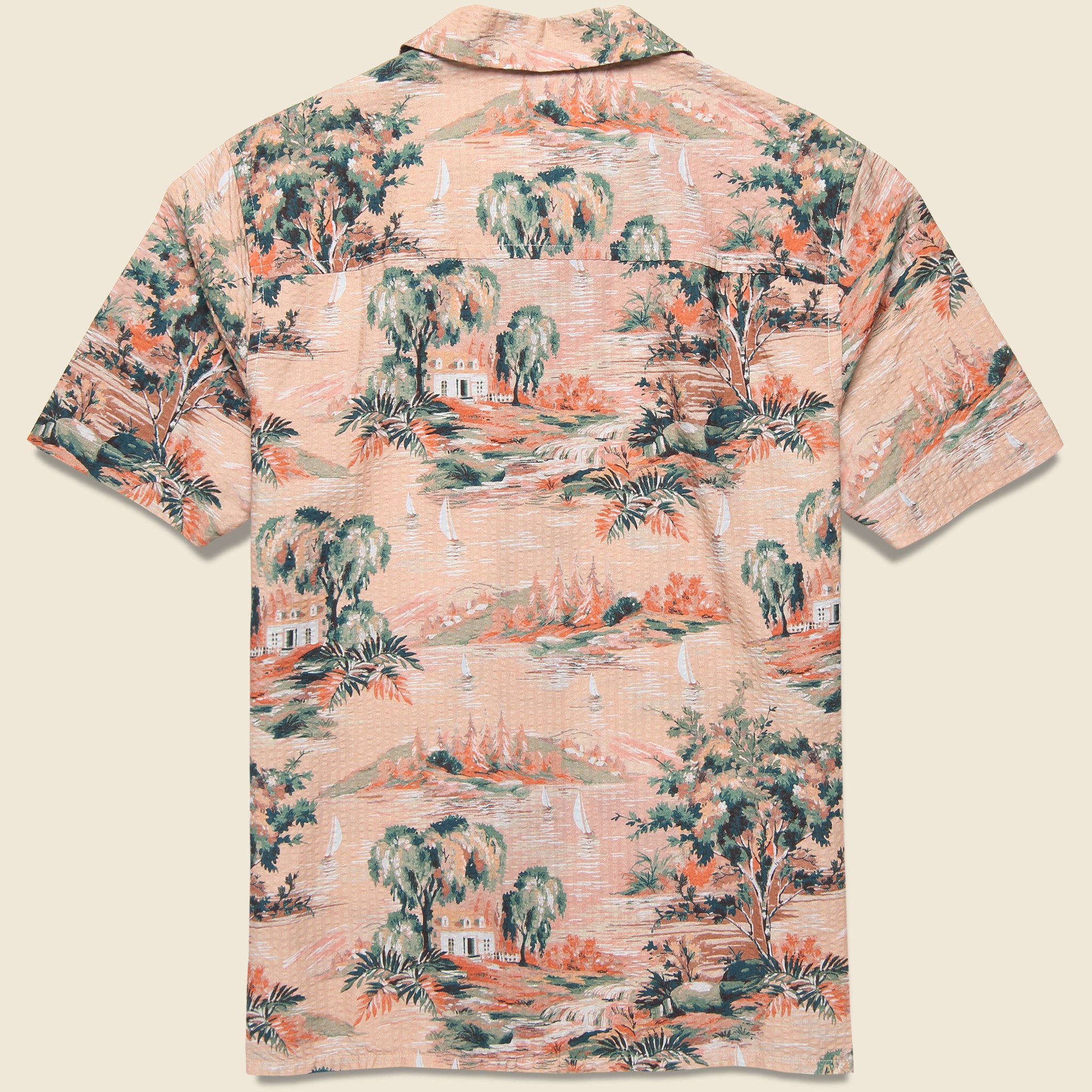 
                          Didcot Scenic Shirt - Pink - Wax London - STAG Provisions - Tops - S/S Woven - Seersucker
                        