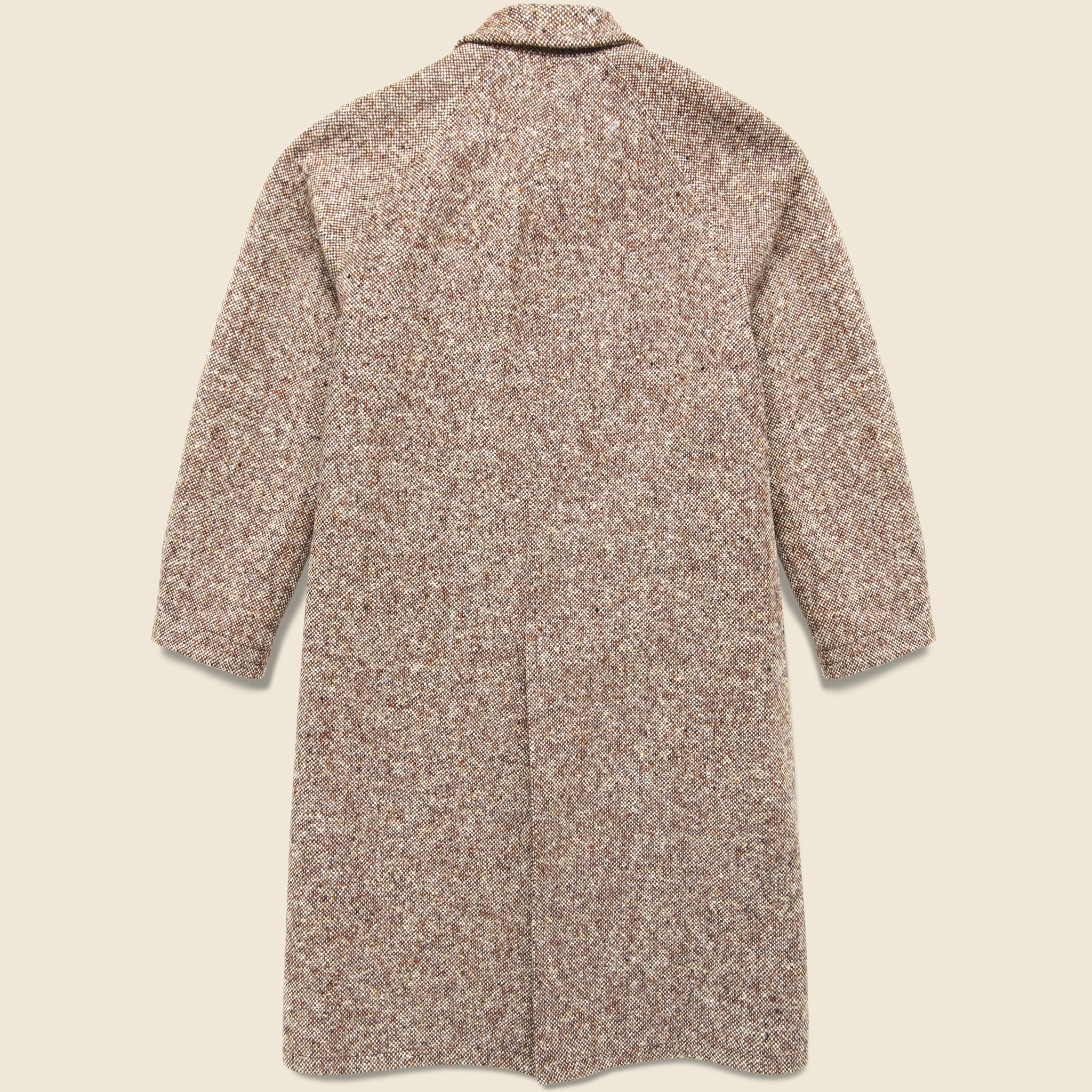 
                          Raglan Wool Overcoat - Brown Slub Donegal
                        