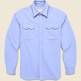 Moleskin Pearl Snap Shirt - Cornflower - Wythe - STAG Provisions - Tops - L/S Woven - Solid