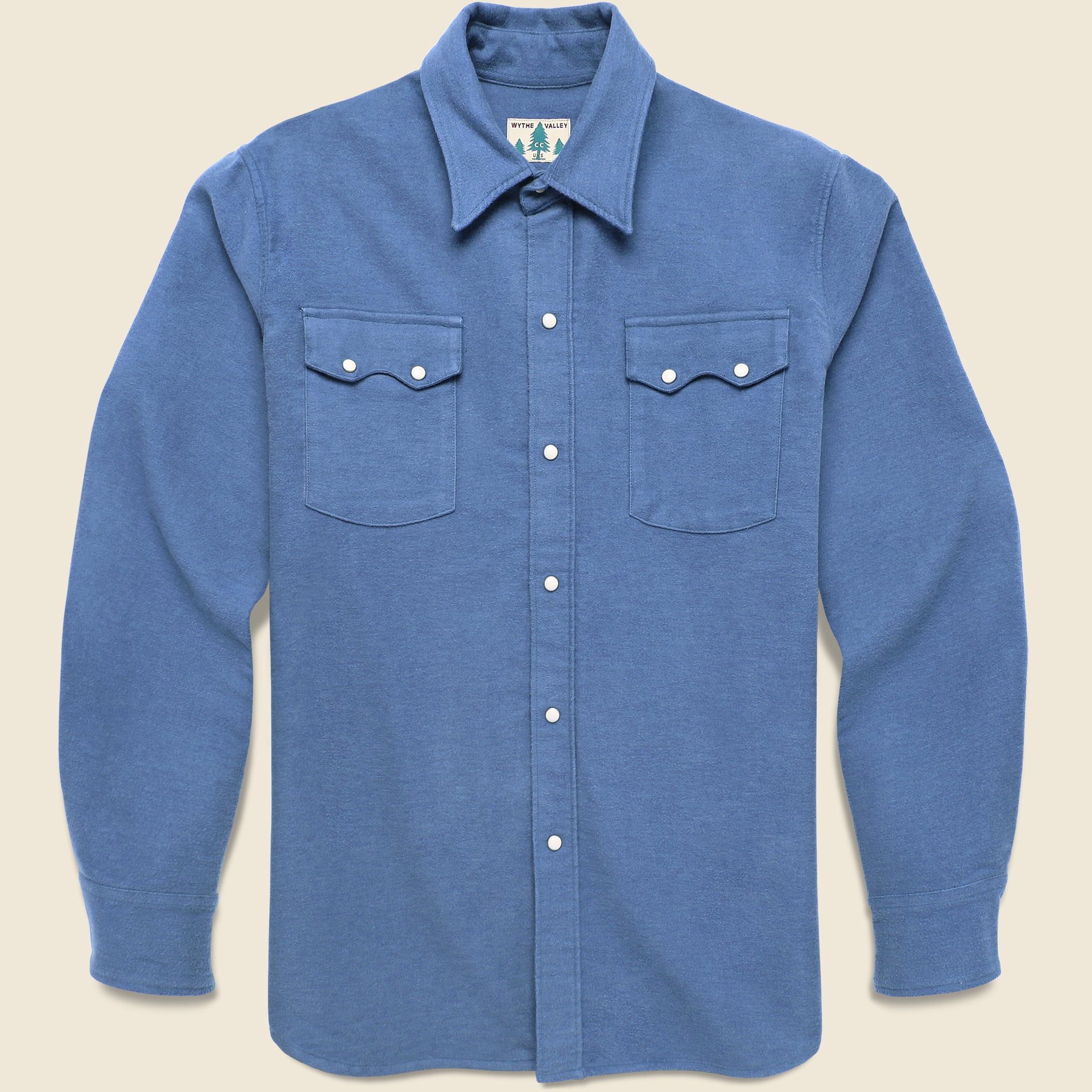 Moleskin Pearl Snap Shirt - River Blue