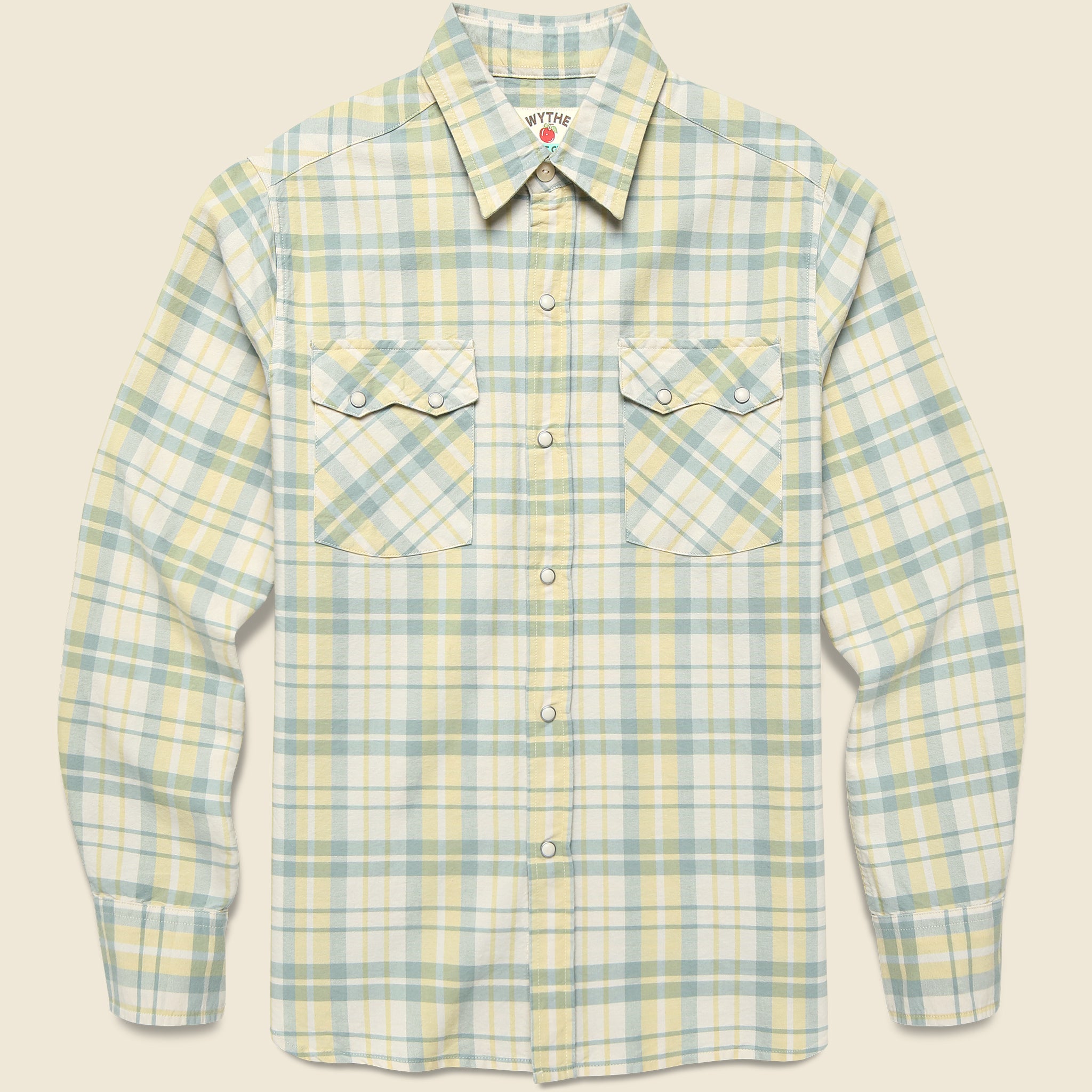 Pearl Snap Oxford Shirt - Sage/Sunflower Plaid