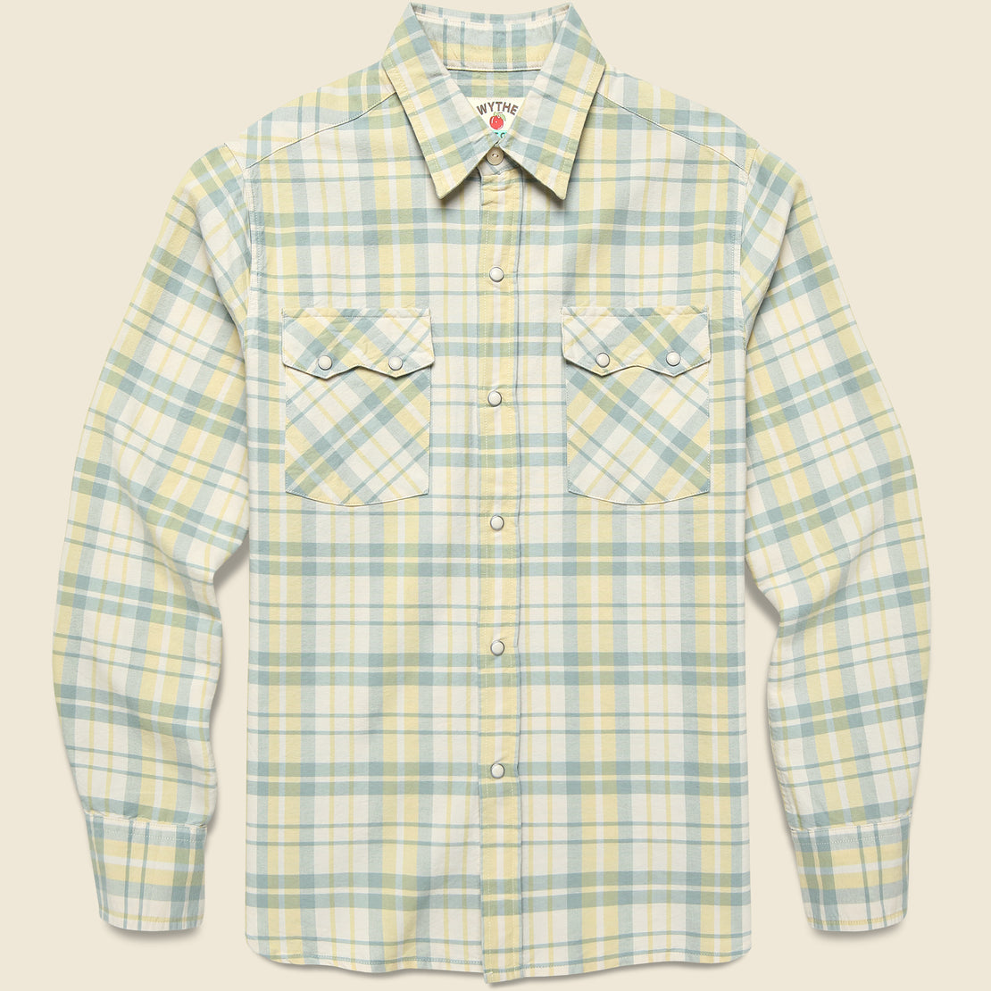 Pearl Snap Oxford Shirt - Sage/Sunflower Plaid