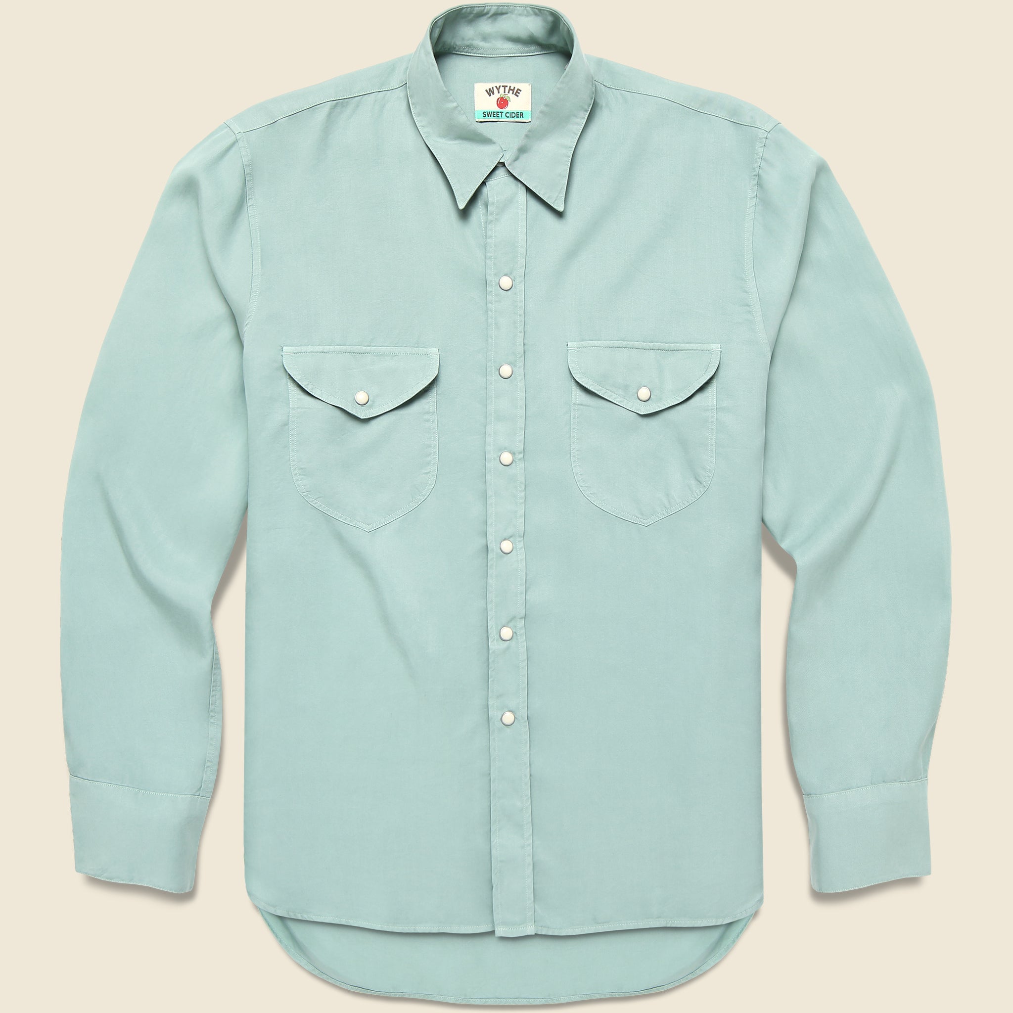 Pearl Snap Tencel Shirt - Sage - Wythe - STAG Provisions - Tops - L/S Woven - Solid