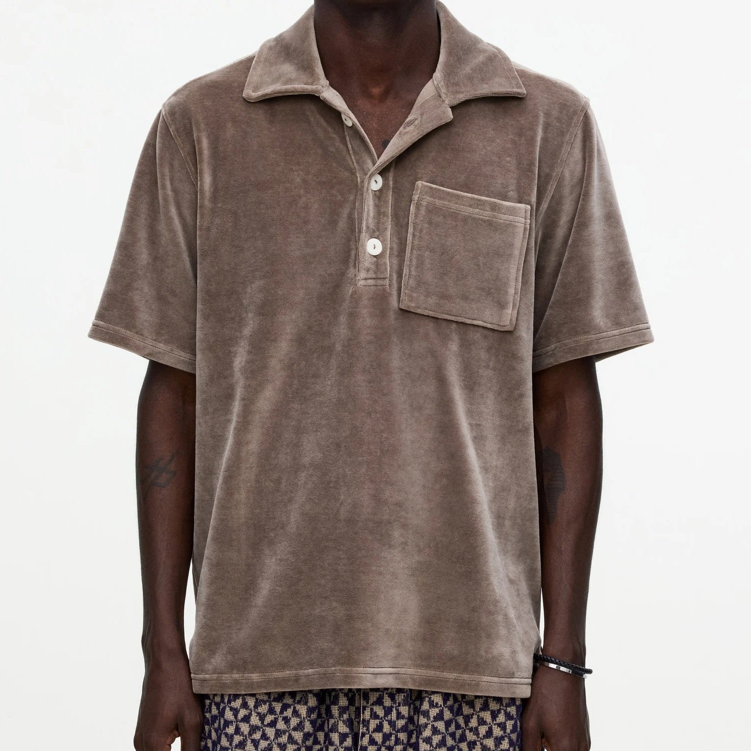 Morel Girona Velour Shirt - Brown - OAS - STAG Provisions - Tops - S/S Knit