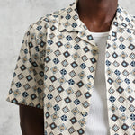 Didcot Geo Tile Shirt - Ecru - Wax London - STAG Provisions - Tops - S/S Woven - Other Pattern