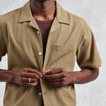 Slub Stripe Didcot Shirt - Khaki - Wax London - STAG Provisions - Tops - S/S Woven - Other Pattern
