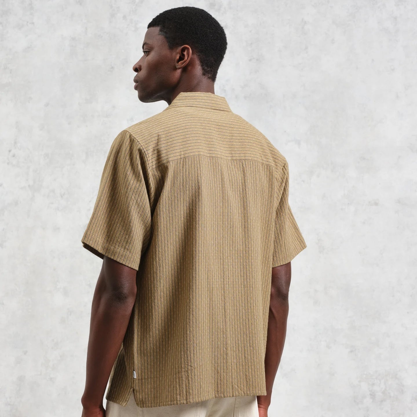 Slub Stripe Didcot Shirt - Khaki - Wax London - STAG Provisions - Tops - S/S Woven - Other Pattern