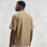 Slub Stripe Didcot Shirt - Khaki - Wax London - STAG Provisions - Tops - S/S Woven - Other Pattern