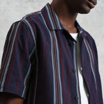 Didcot Dobby Stripe Shirt - Navy - Wax London - STAG Provisions - Tops - S/S Woven - Stripe